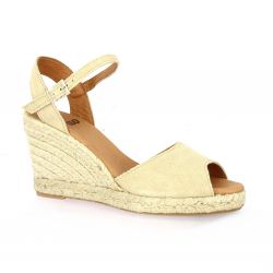 Pao Espadrille cuir velours beige