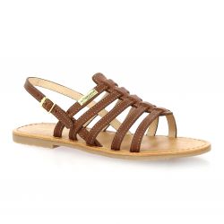 Les tropeziennes Nu pieds cuir cognac