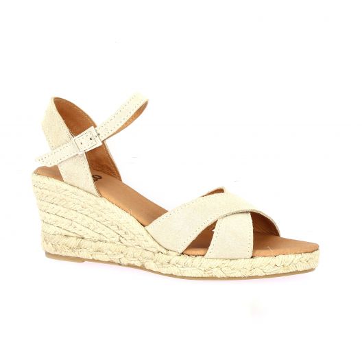 Pao Espadrille velours lamine beige