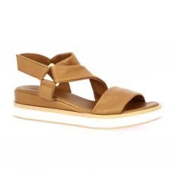 Coco abricot Nu pieds cuir cognac