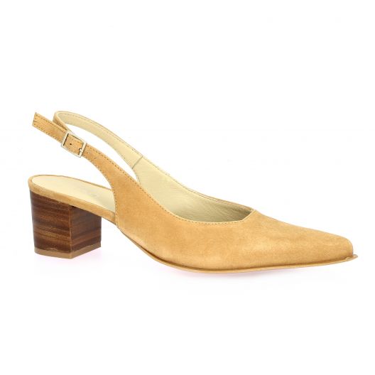 Vidi studio Escarpins cuir velours camel