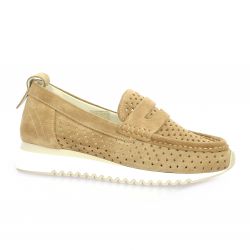 Coco abricot Mocassins cuir velours taupe