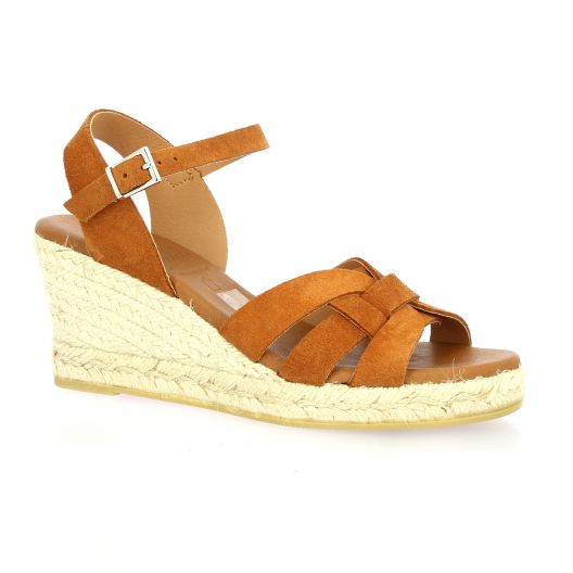 Oh my sandals Nu pieds cuir velours cognac