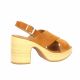 Oh my sandals Nu pieds cuir velours cognac