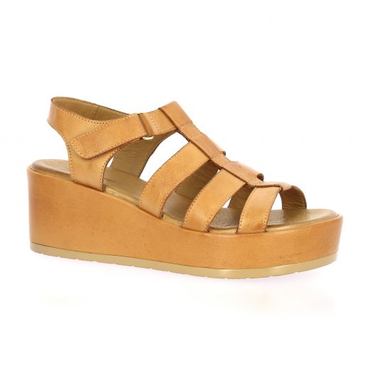K.mary Nu pieds cuir cognac