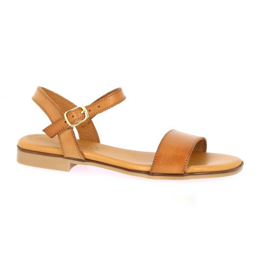 Eva frutos Nu pieds cuir cognac