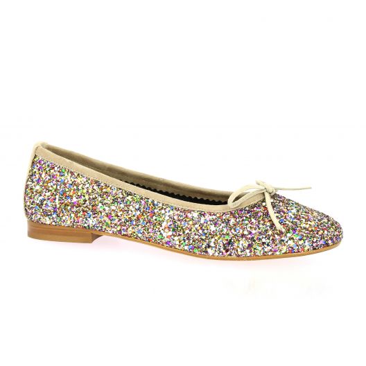 Reqins Ballerines cuir pailleté multi