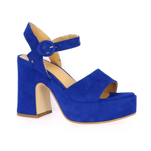 Pao Nu pieds cuir velours bleu