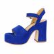 Pao Nu pieds cuir velours bleu