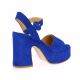 Pao Nu pieds cuir velours bleu