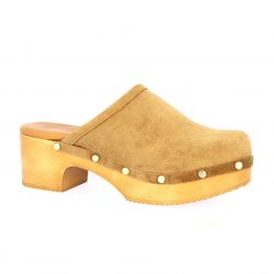 Coco abricot Nu pieds cuir velours camel