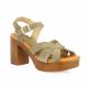 Coco abricot Nu pieds cuir velours taupe