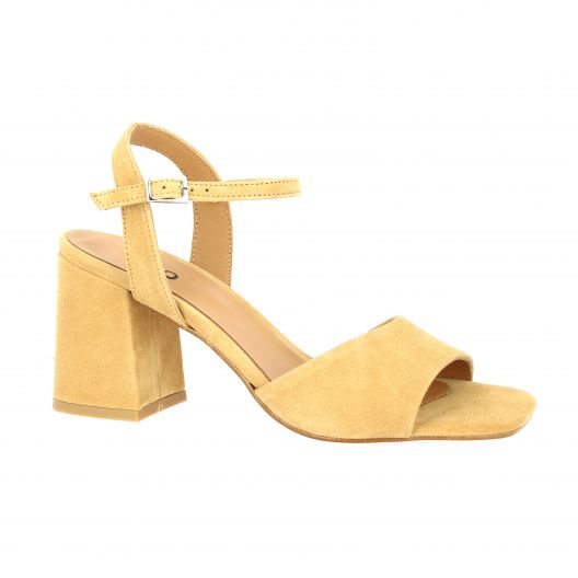 Pao Nu pieds cuir velours camel