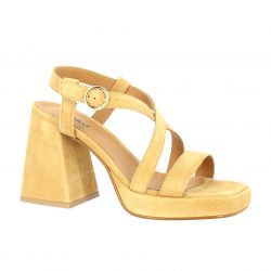 Pao Nu pieds cuir velours camel