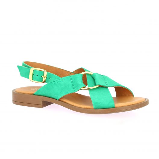 We do Nu pieds cuir velours vert