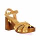 Coco abricot Nu pieds cuir velours camel