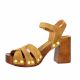 Coco abricot Nu pieds cuir velours camel