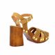 Coco abricot Nu pieds cuir velours camel