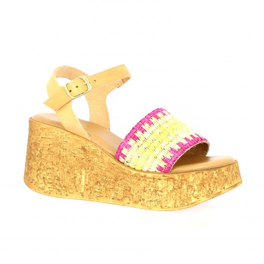 Sweet lemon Nu pieds raphia fushia