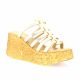 Sweet lemon Nu pieds cuir laminé platine