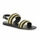 Reqins Nu pieds raphia noir/beige