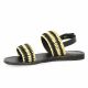 Reqins Nu pieds raphia noir/beige