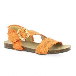 18+ Nu pieds raphia orange