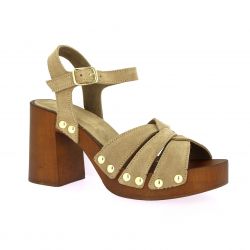 Sandro rosi Nu pieds cuir velours taupe
