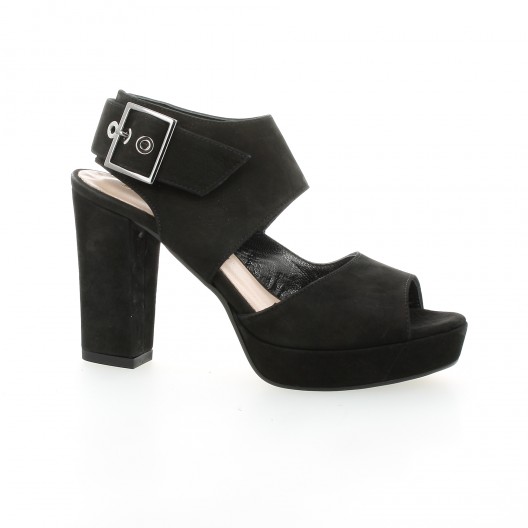 Fremilu Nu pieds cuir nubuck noir