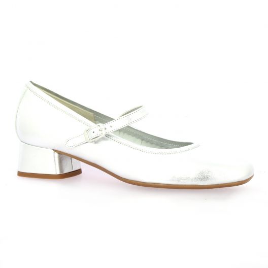 Reqins Ballerines cuir laminé argent