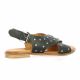 Coco abricot Nu pieds cuir noir