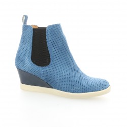 Minka design Boots cuir velours bleu