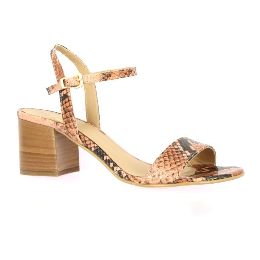 Pao Nu pieds cuir serpent cognac
