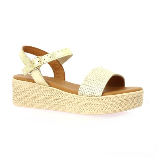 Eva frutos Nu pieds cuir laminé or