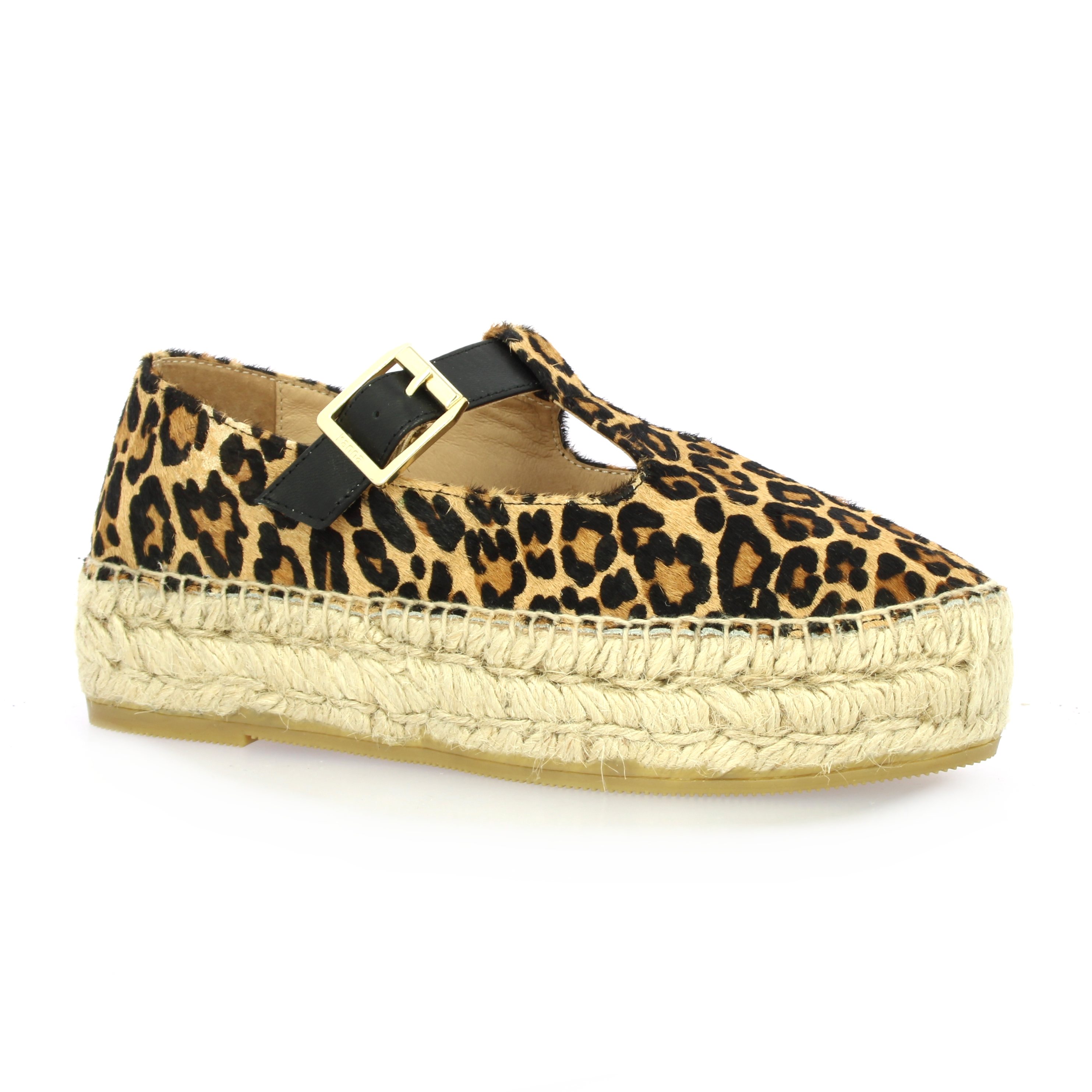 Kanna espadrilles cuir poulain léopard 25096