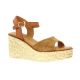 Eva frutos Nu pieds cuir velours cognac