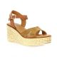 Eva frutos Nu pieds cuir velours cognac