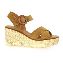 Eva frutos Nu pieds cuir velours camel