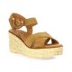 Eva frutos Nu pieds cuir velours camel