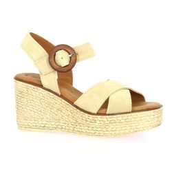Eva frutos Nu pieds cuir velours beige