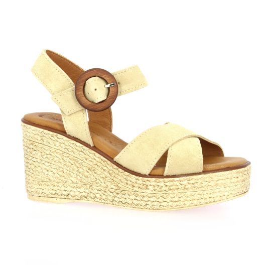 Eva frutos Nu pieds cuir velours beige