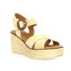 Eva frutos Nu pieds cuir velours beige