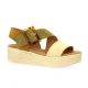 Eva frutos Nu pieds cuir velours kaki
