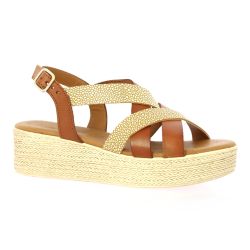 Eva frutos Nu pieds cuir cognac