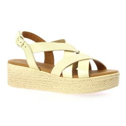 Eva frutos Nu pieds cuir laminé or
