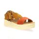 Eva frutos Nu pieds cuir velours cognac