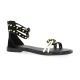 18+ Nu pieds cuir velours noir