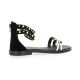 18+ Nu pieds cuir velours noir