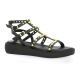 18+ Nu pieds cuir noir