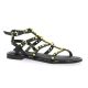 18+ Nu pieds cuir noir